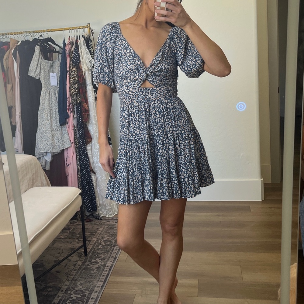 Angie Navy Floral Mini Dress - Picture 2 of 4